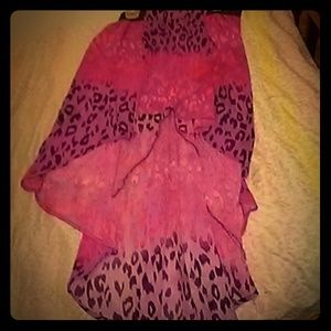 Hot pink/black/pink leopard print skirt